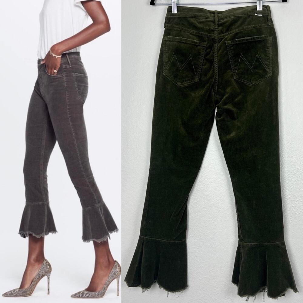 MOTHER | New The Cha Cha Chew Fairy Twee Corduroy Green Mermaid Flare Pants 25
